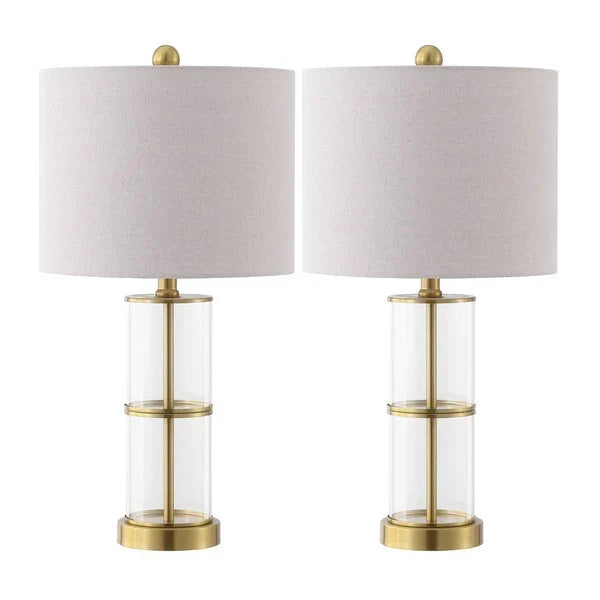 Nalla Glass Table Lamp in Clear and Brass (Set of 2)