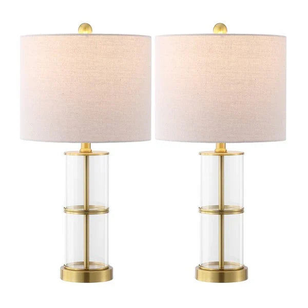 Nalla Glass Table Lamp in Clear and Brass (Set of 2)