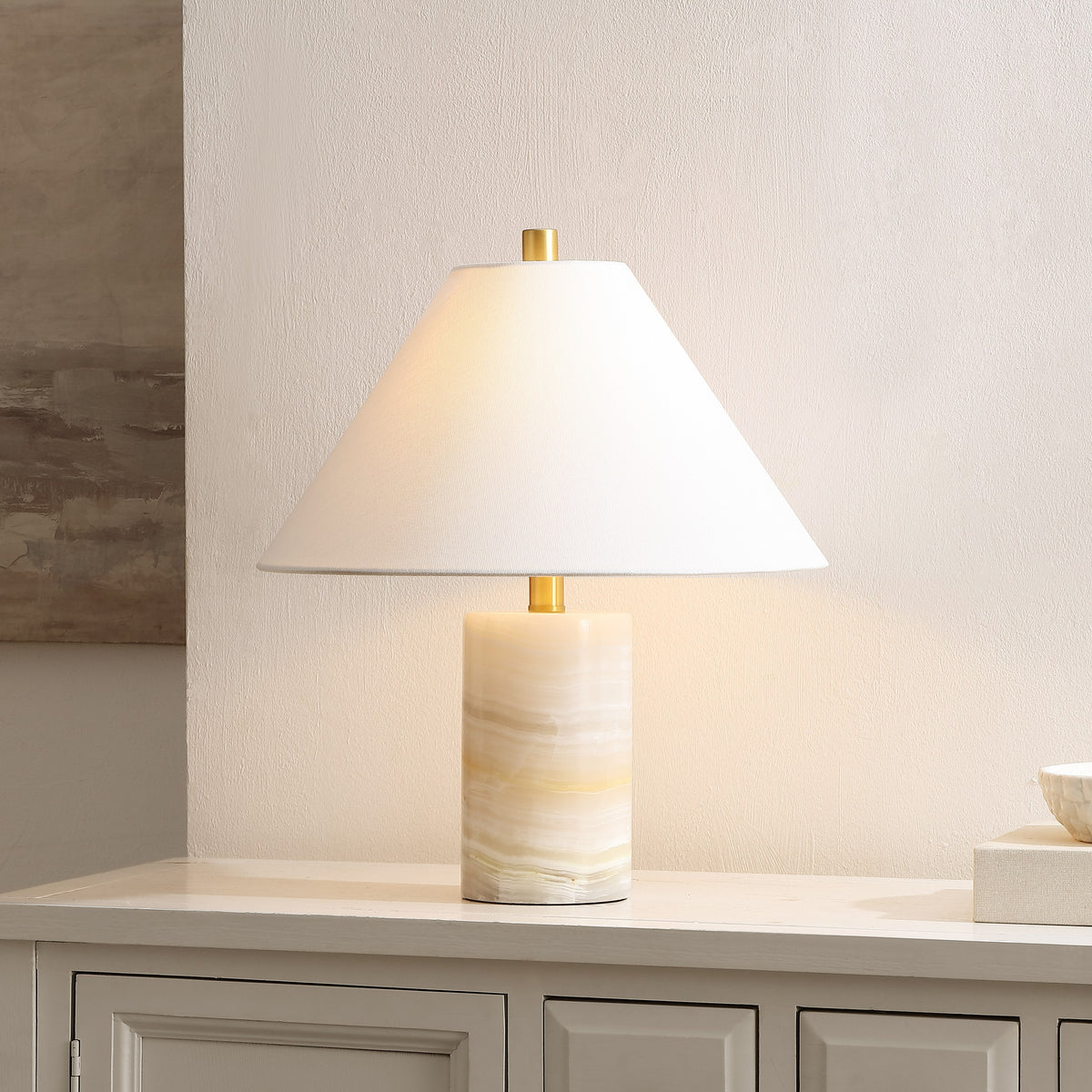 Naelle Marble Table Lamp in White and Gold — 19″