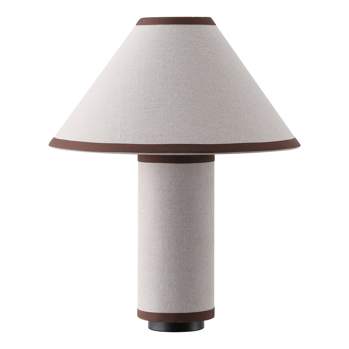 Demie Fabric and Resin Table Lamp in Oatmeal and Brown — 17.25″