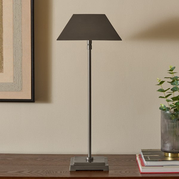 Lleo Table Lamp in Antique Silver with Metal Shade