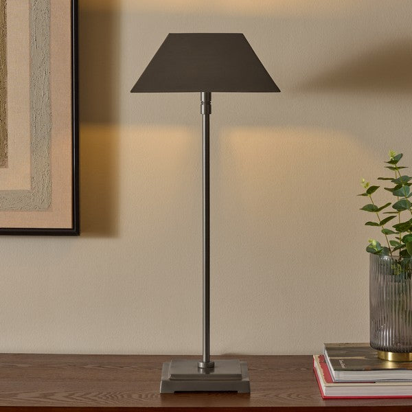 Lleo Table Lamp in Antique Silver with Metal Shade