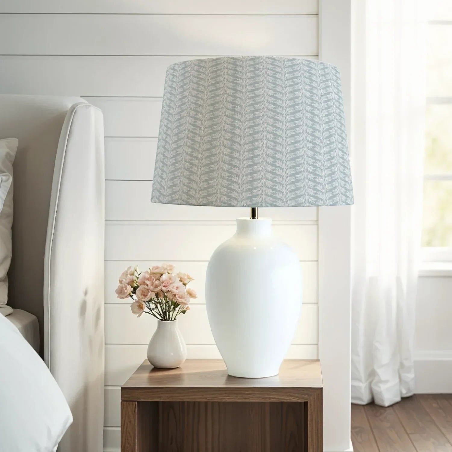 Blue Coastal Lampshade in Sabal Stripe - The Mayfair Hall