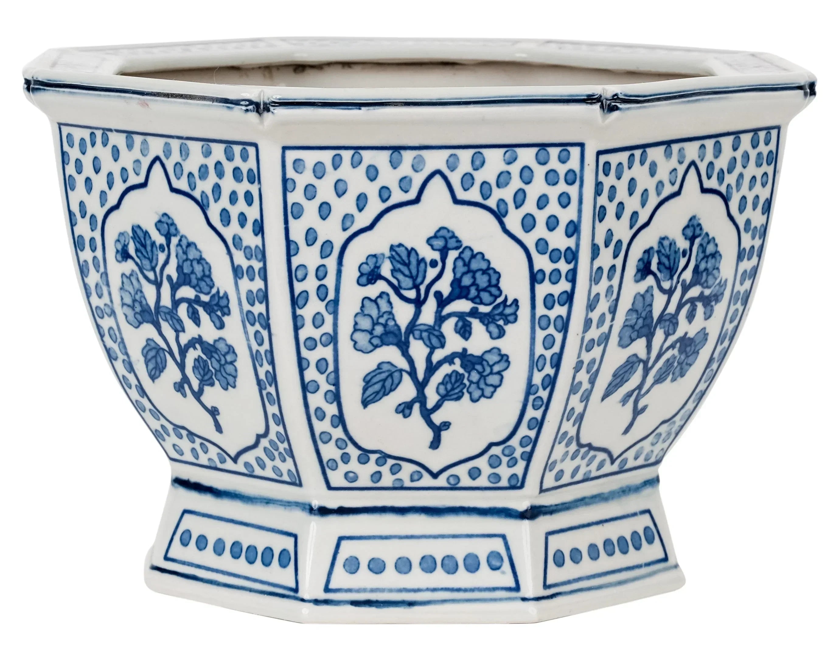 Mid Size Floral and Dot Hexagon Planter - The Mayfair Hall