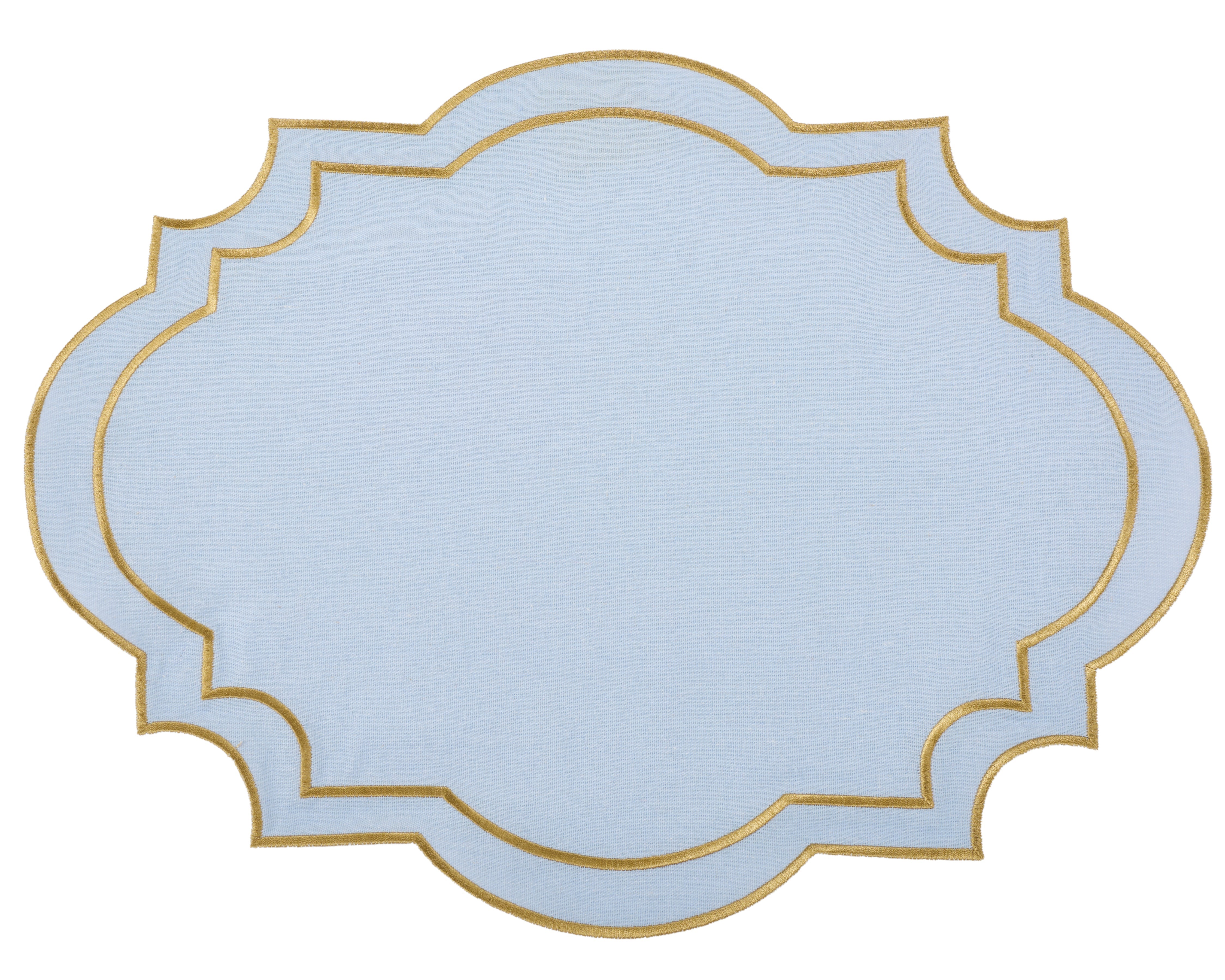 Nantucket Pale Blue & Gold Placemat & Napkin