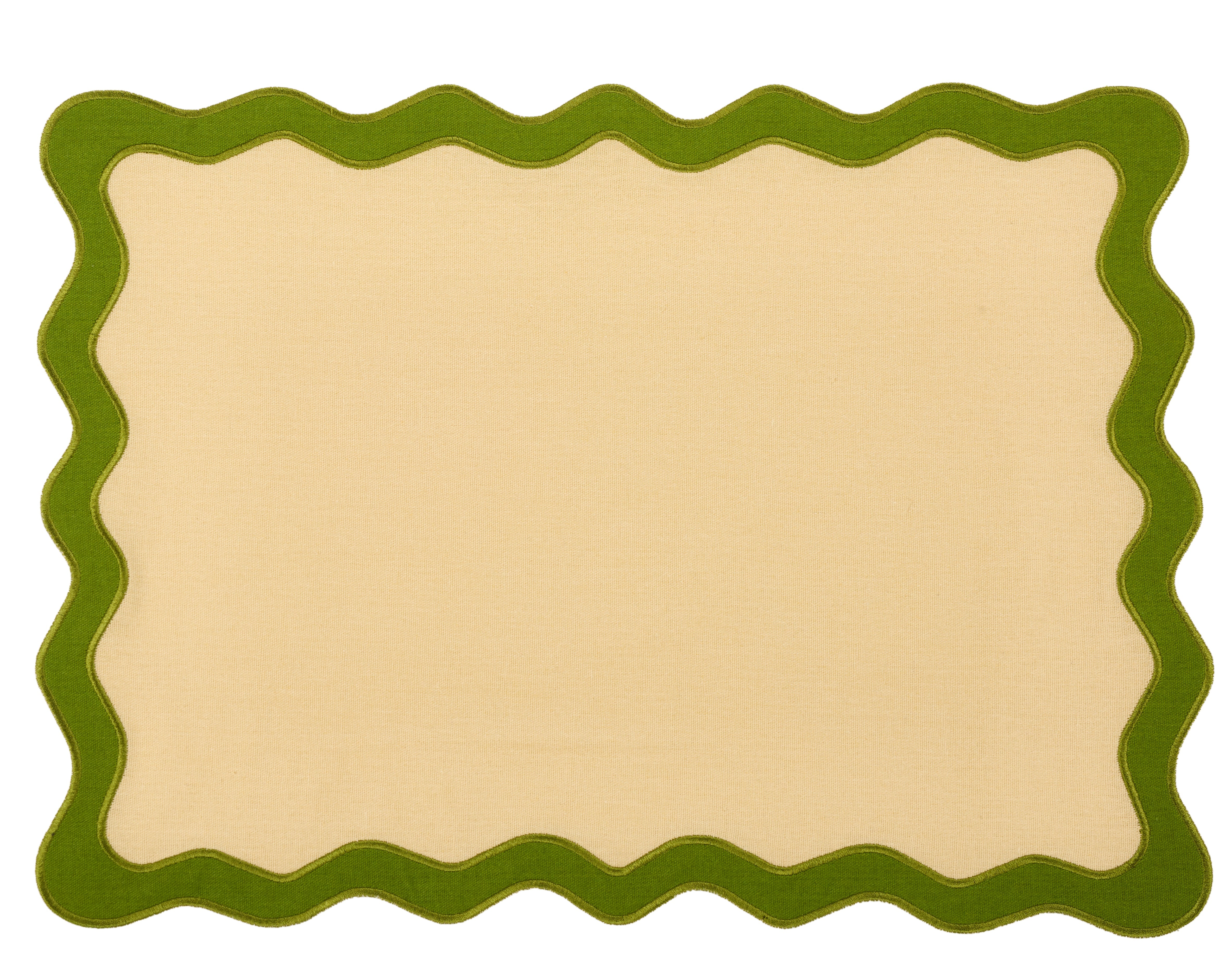Hampton Tan & Moss Green Trim Placemat & Napkin