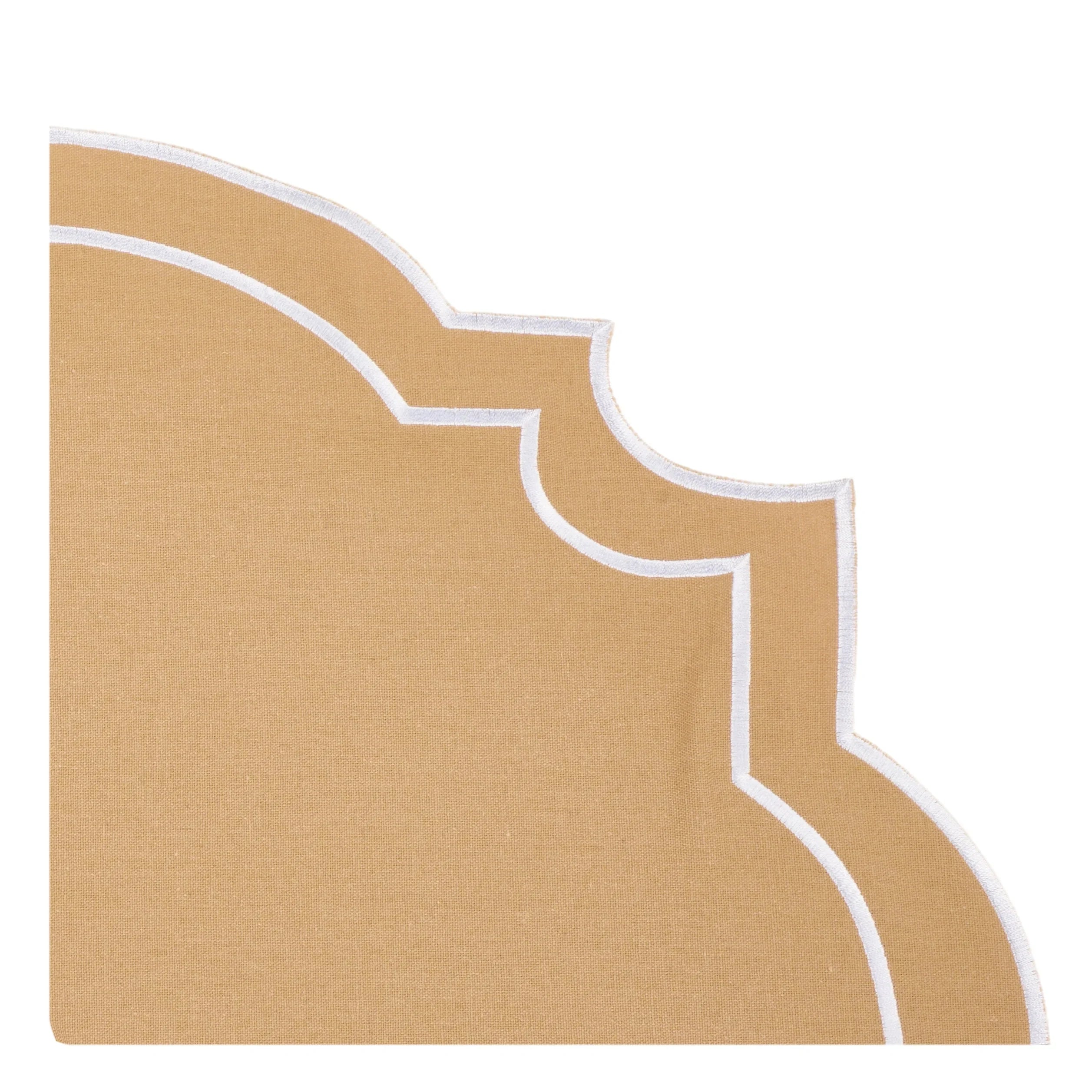 Nantucket Tan & White Embroidered Linen Placemat & Napkin