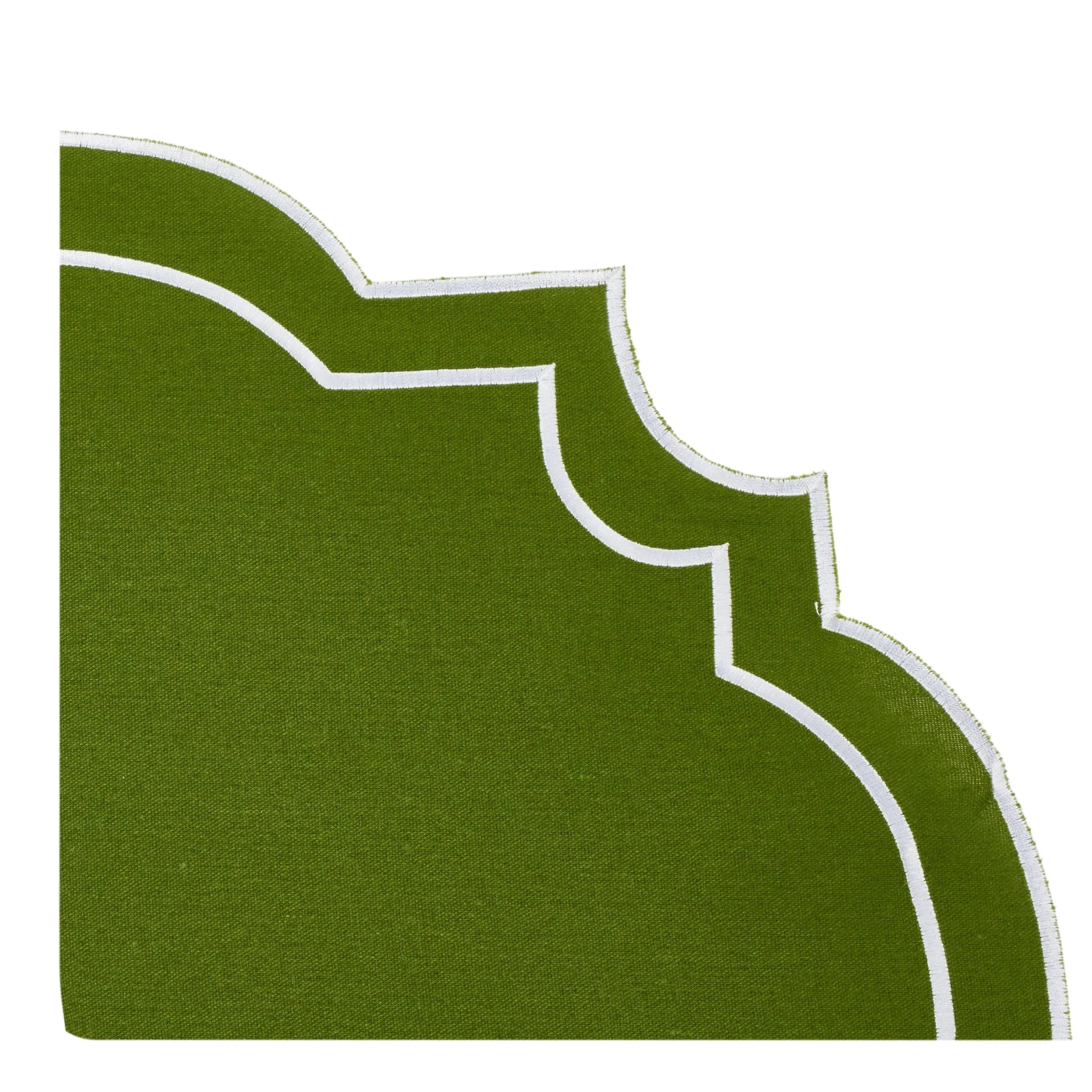 Nantucket Green & White Embroidered Linen Placemat & Napkin