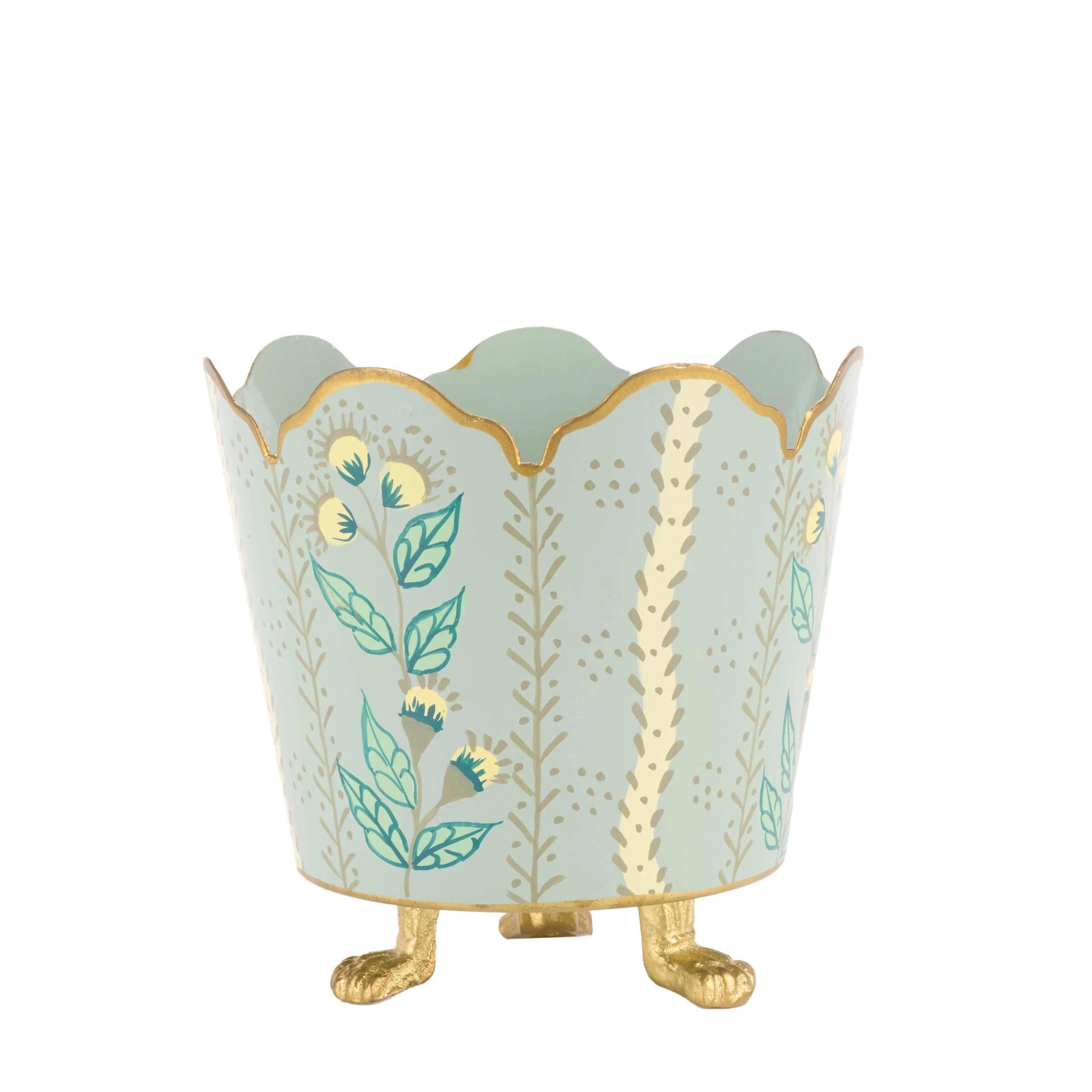 Green & Gold Floral Chinoiserie Planter (3 Sizes)