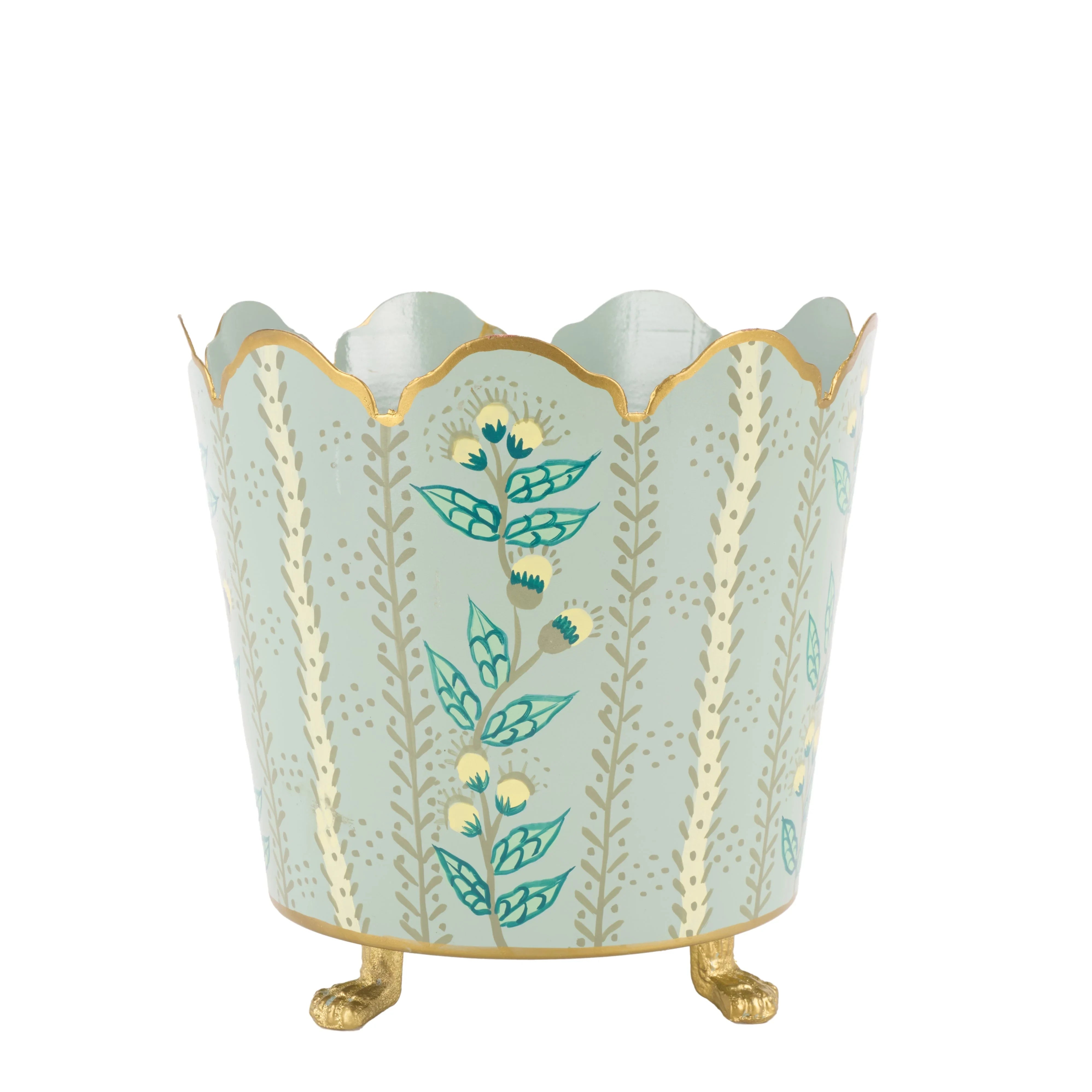 Green & Gold Floral Chinoiserie Planter (3 Sizes)