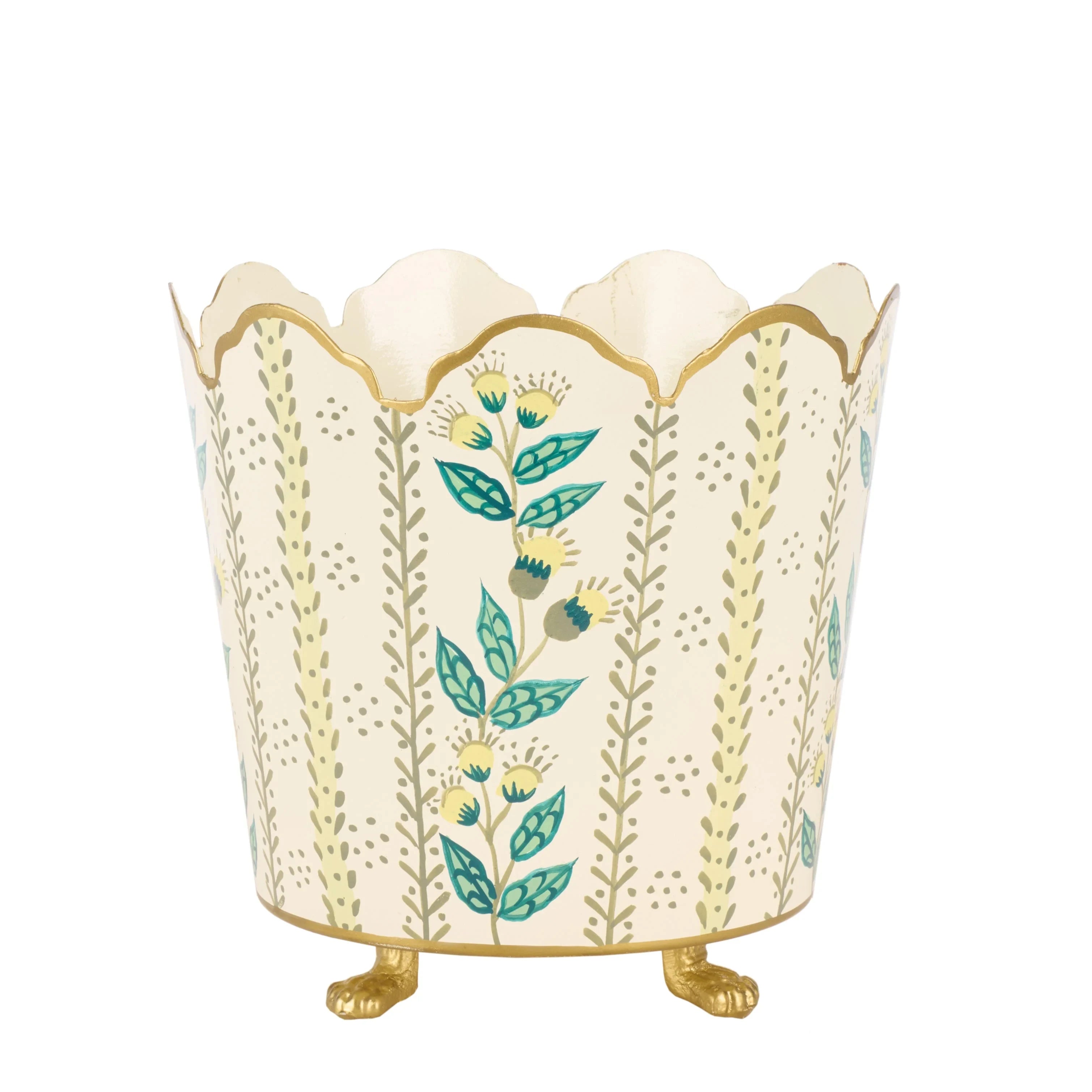 Ivory & Gold Floral Chinoiserie Planter (3 Sizes)