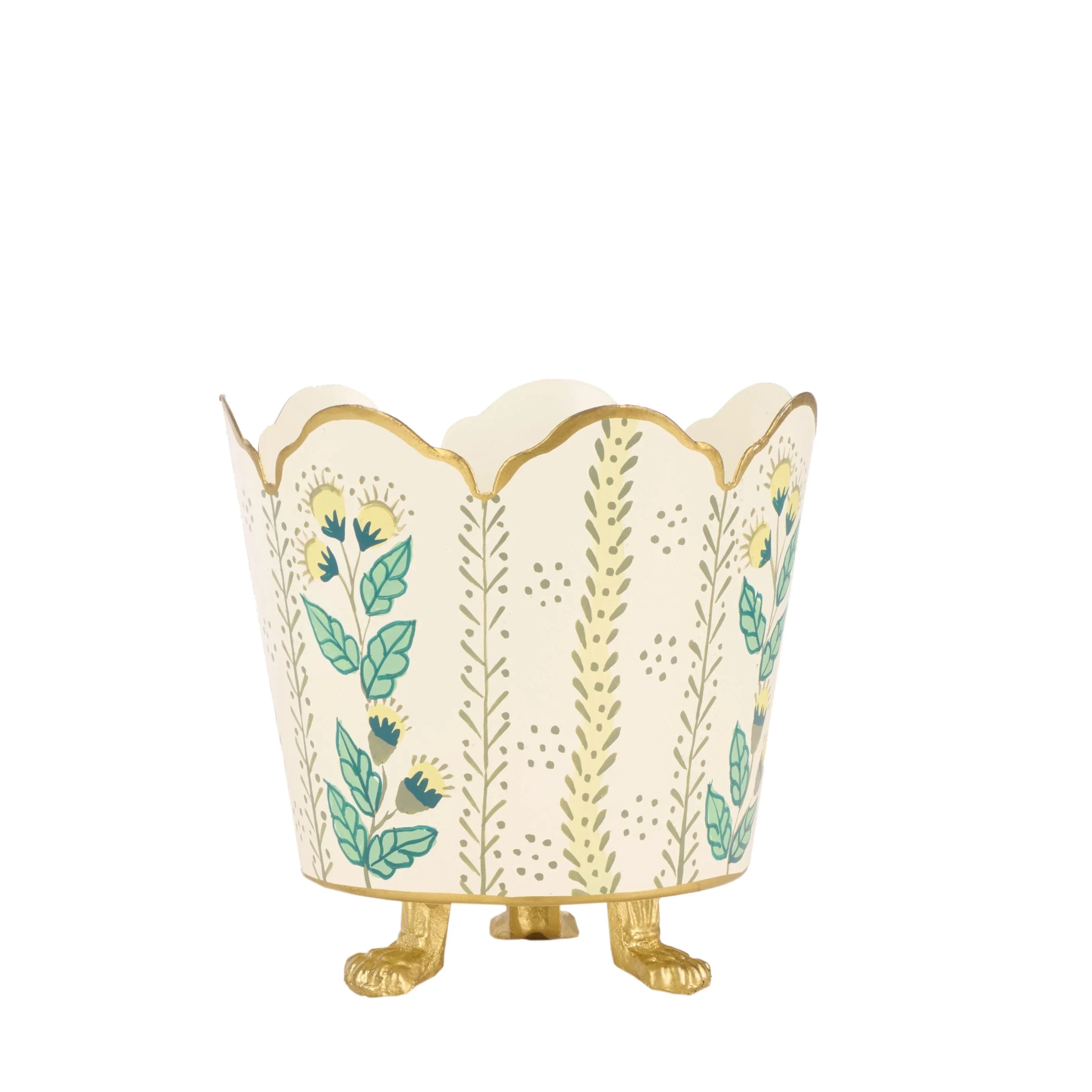 Ivory & Gold Floral Chinoiserie Planter (3 Sizes)