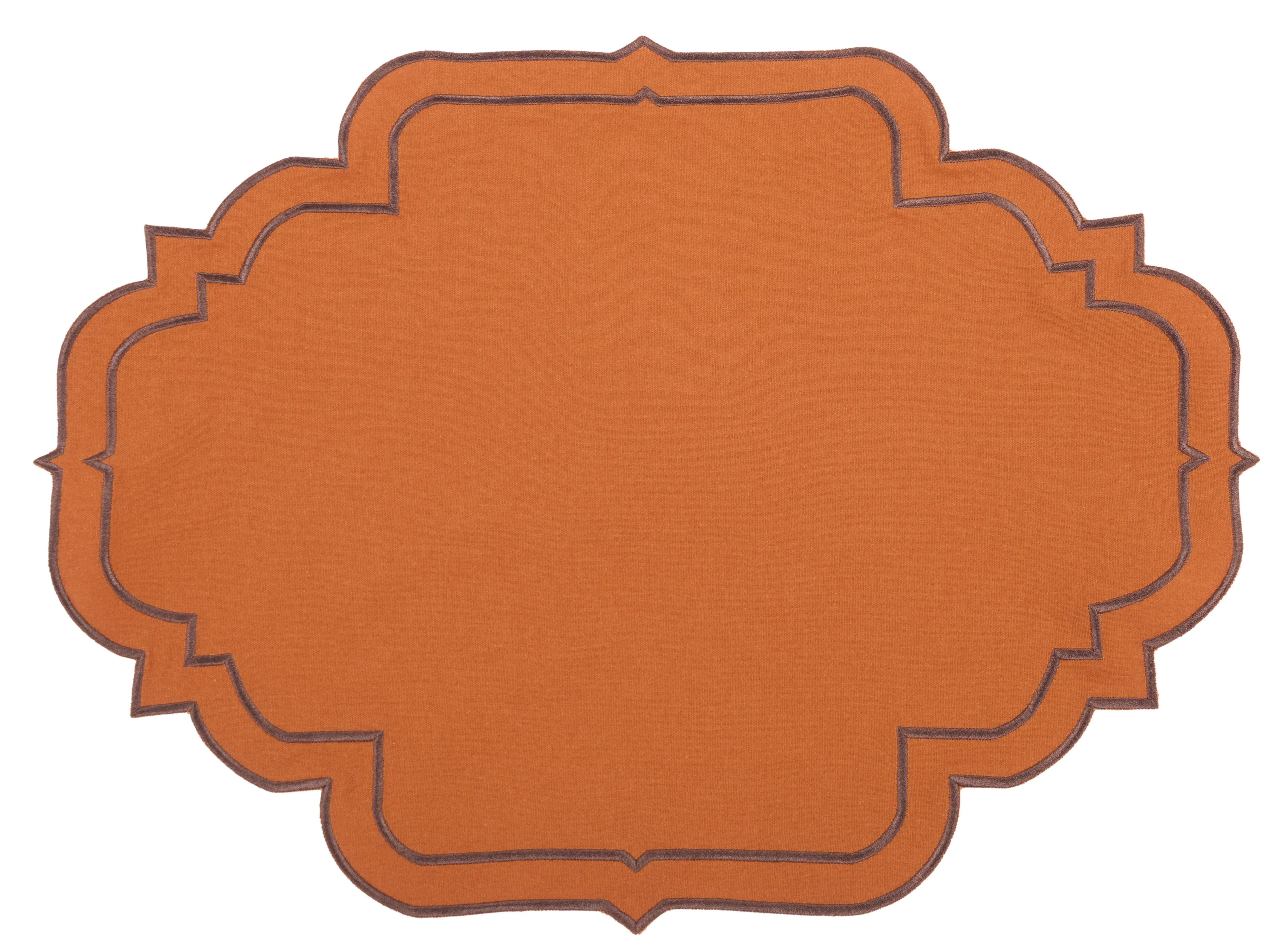 Augusta Orange & Brown Trim Linen Placemat and Napkin