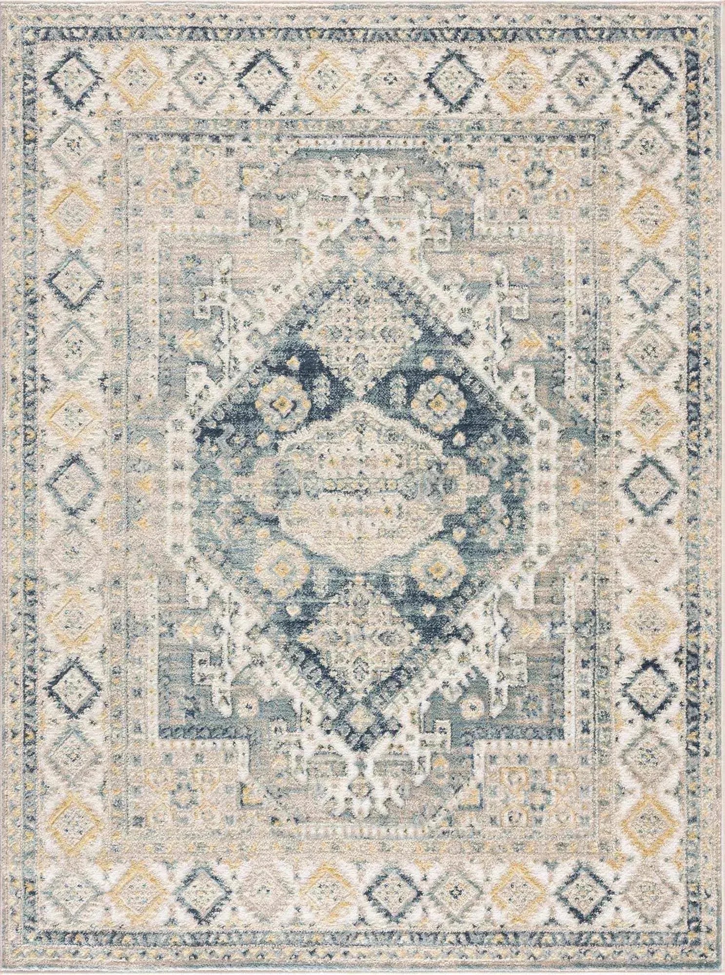 Brend Blue Medallion Area Rug - The Mayfair Hall