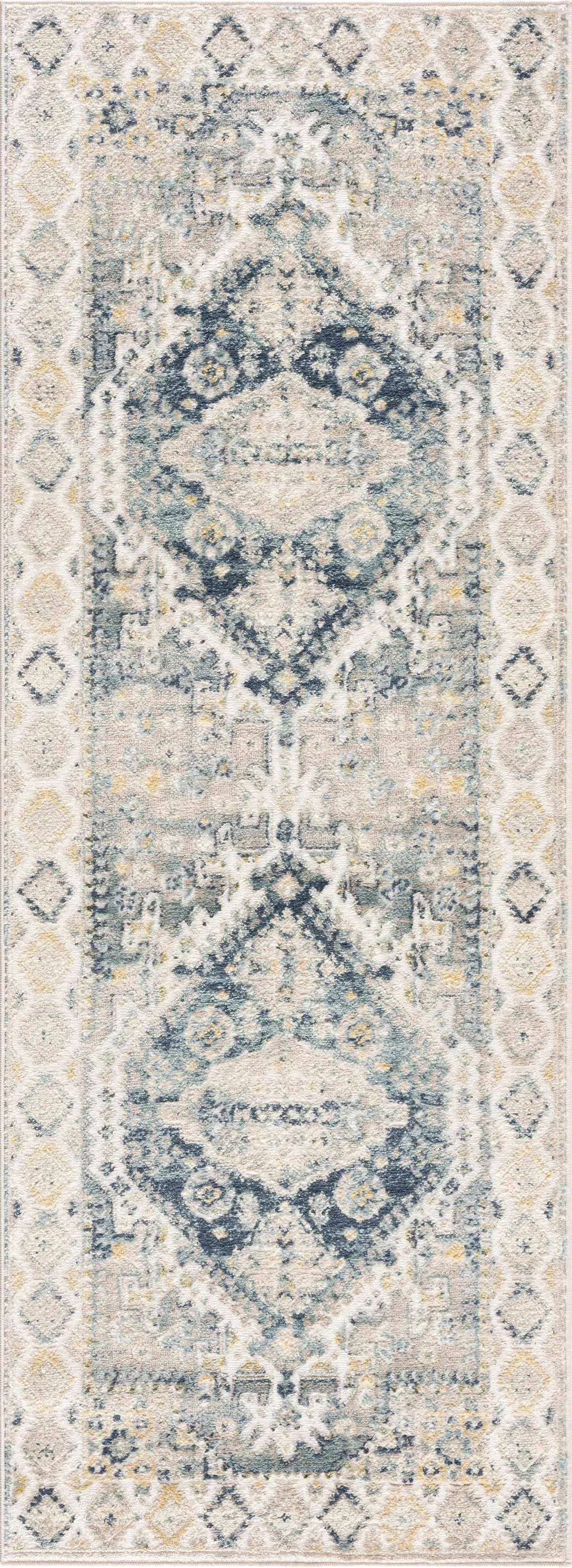Brend Blue Medallion Area Rug - The Mayfair Hall
