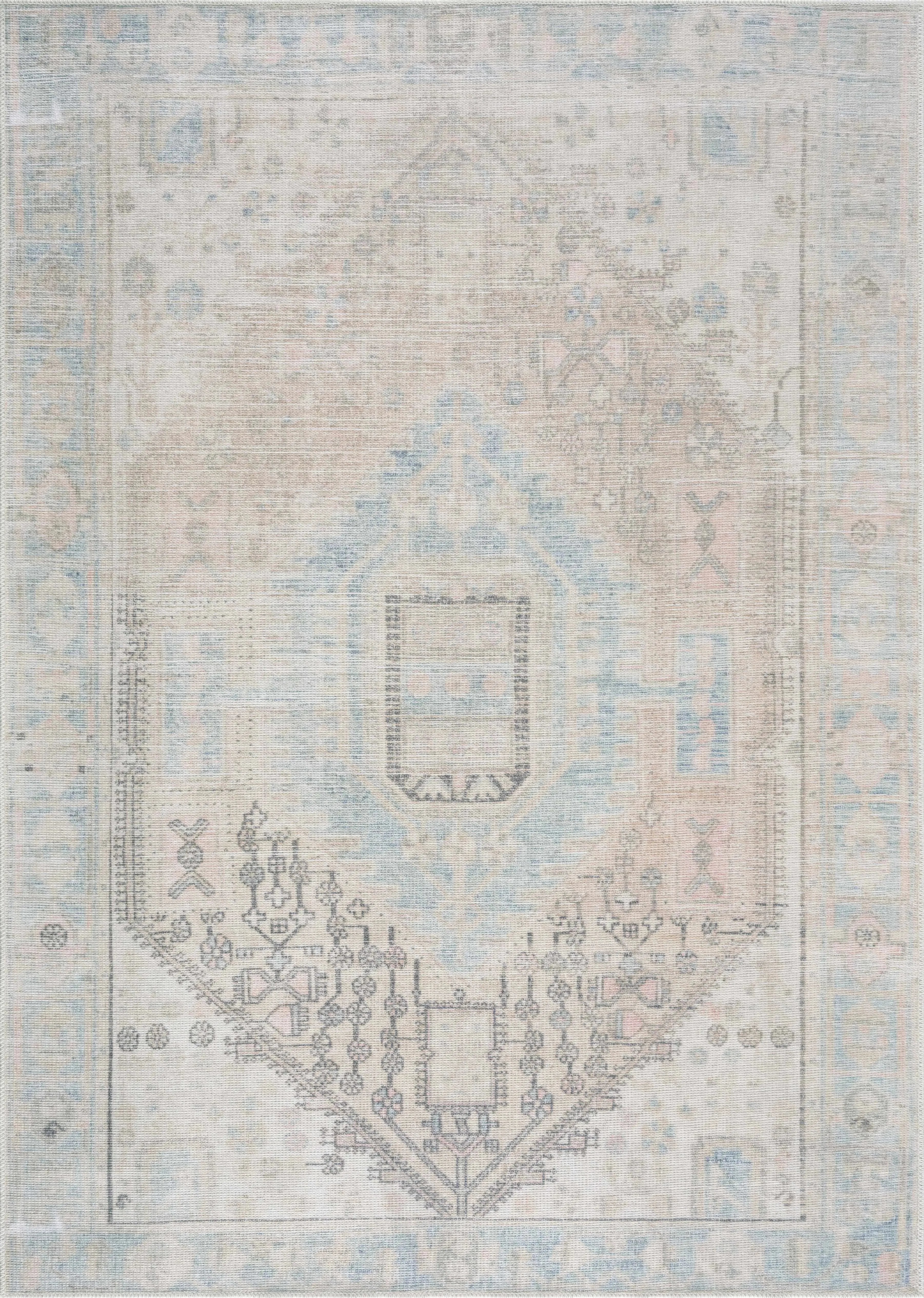 Light Olive Baloy Vintage Washable Area Rug - The Mayfair Hall