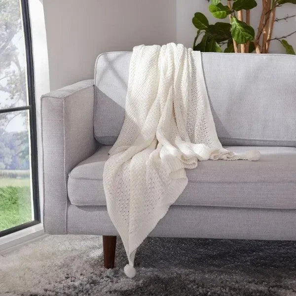 Capra Cotton Throw in Ivory - The Mayfair Hall