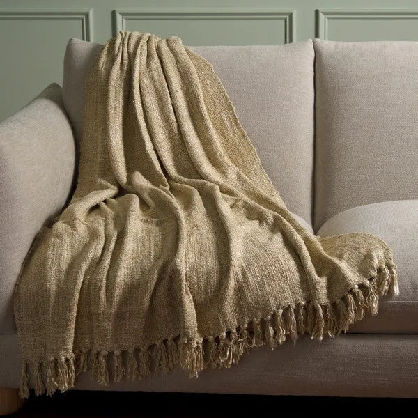 Gaia Cotton Throw in Light Natural