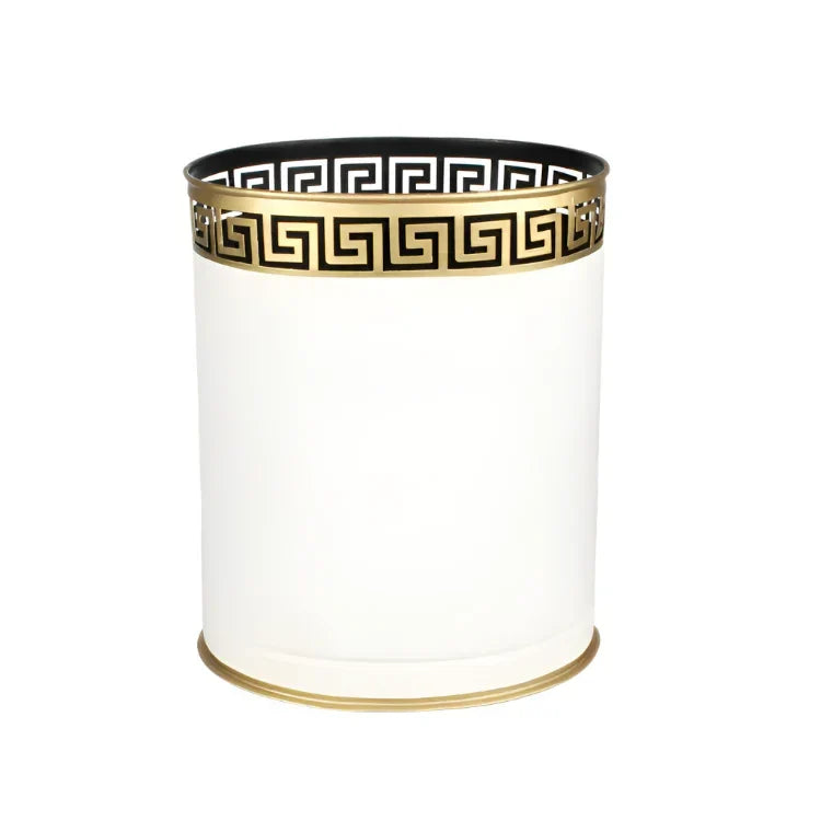 Ivory Greek Key Wastepaper Basket - The Mayfair Hall