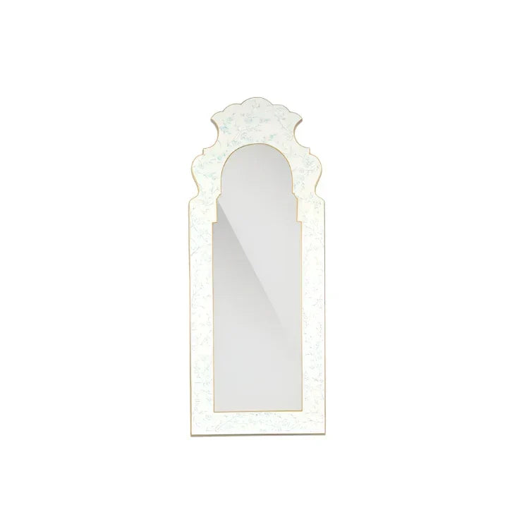 Blue and Ivory Narrow Cherry Blossom Mirror - The Mayfair Hall