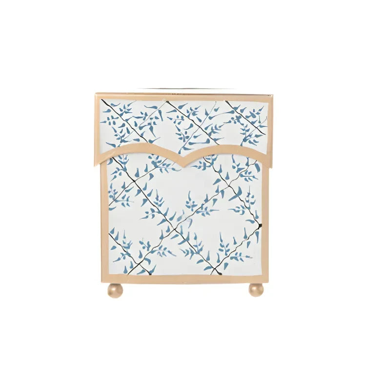 Ivory & Blue Leaf Trellis Tissue Holder - The Mayfair Hall