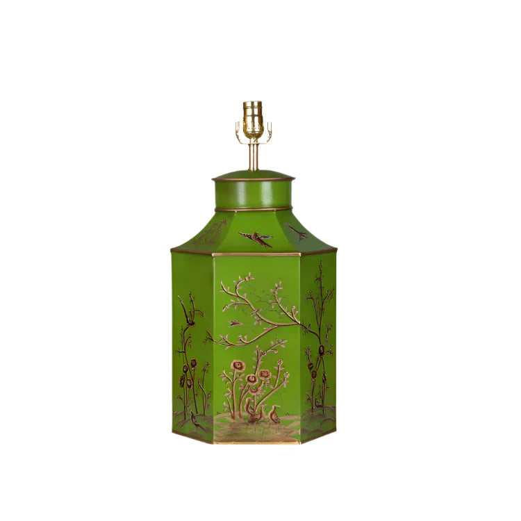 Moss Green & Gold Hexagon Lamp - The Mayfair Hall