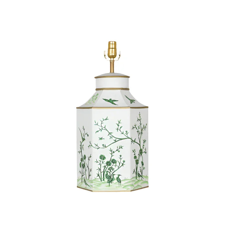 Ivory & Green Hexagon Lamp - The Mayfair Hall