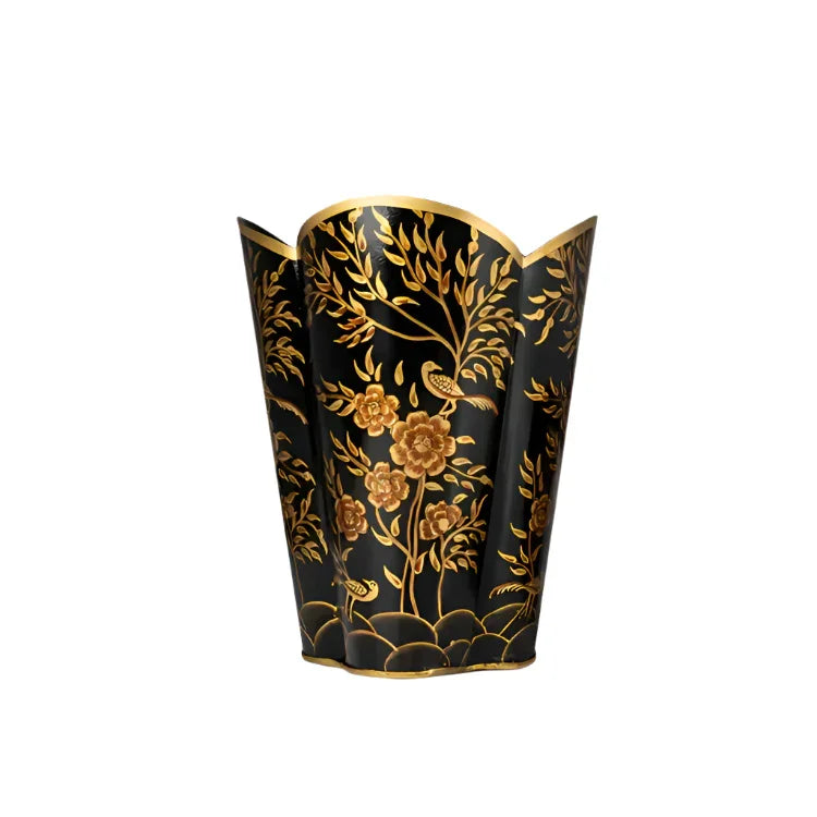 Black & Gold PHEASANT Wastepaper Basket - The Mayfair Hall