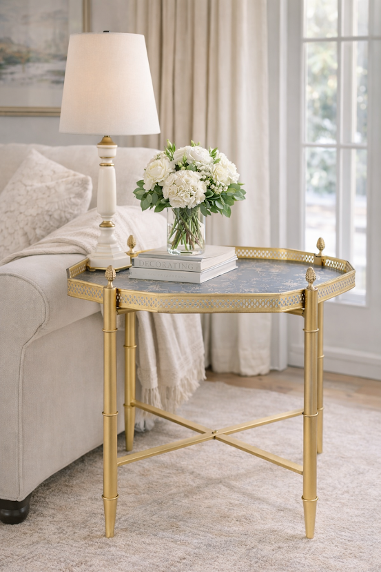 Black OCTAGON TRAY WITH GOLD TABLE