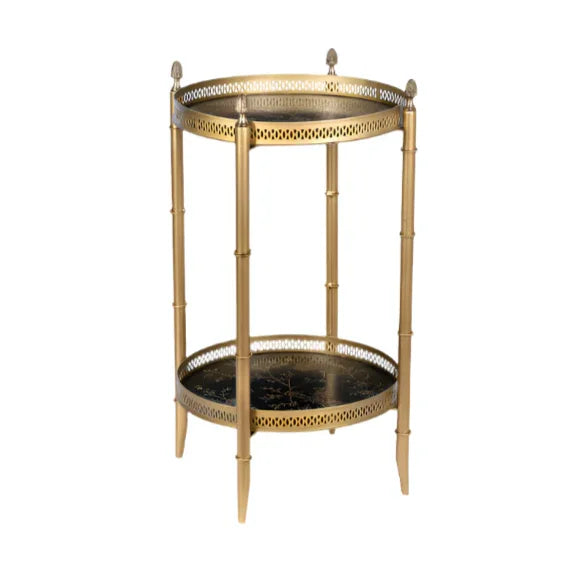 Gold Round Two Tier Shelf Table - The Mayfair Hall