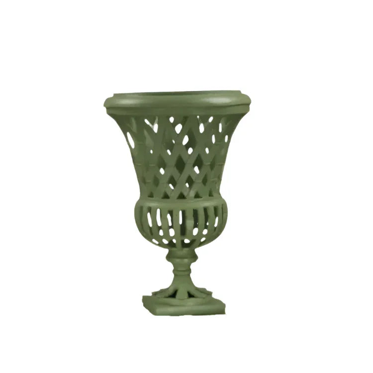 Lawn Green Lattice 16" URN IN CAST ALUMINUM - The Mayfair Hall