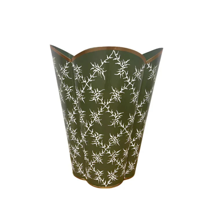 Moss Green Leaf Trellis Wastepaper Basket - The Mayfair Hall
