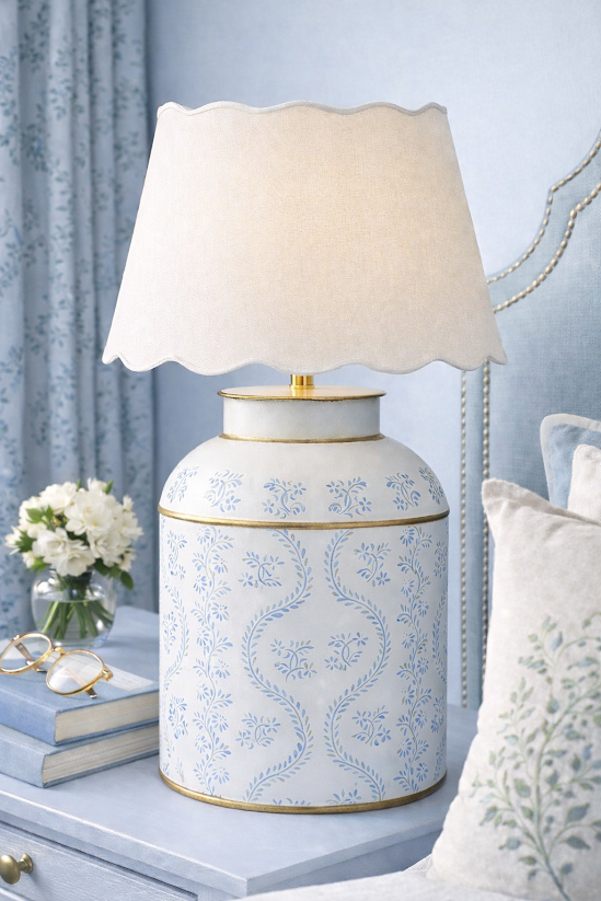 Pastel Blue IKat Tea Caddy Lamp