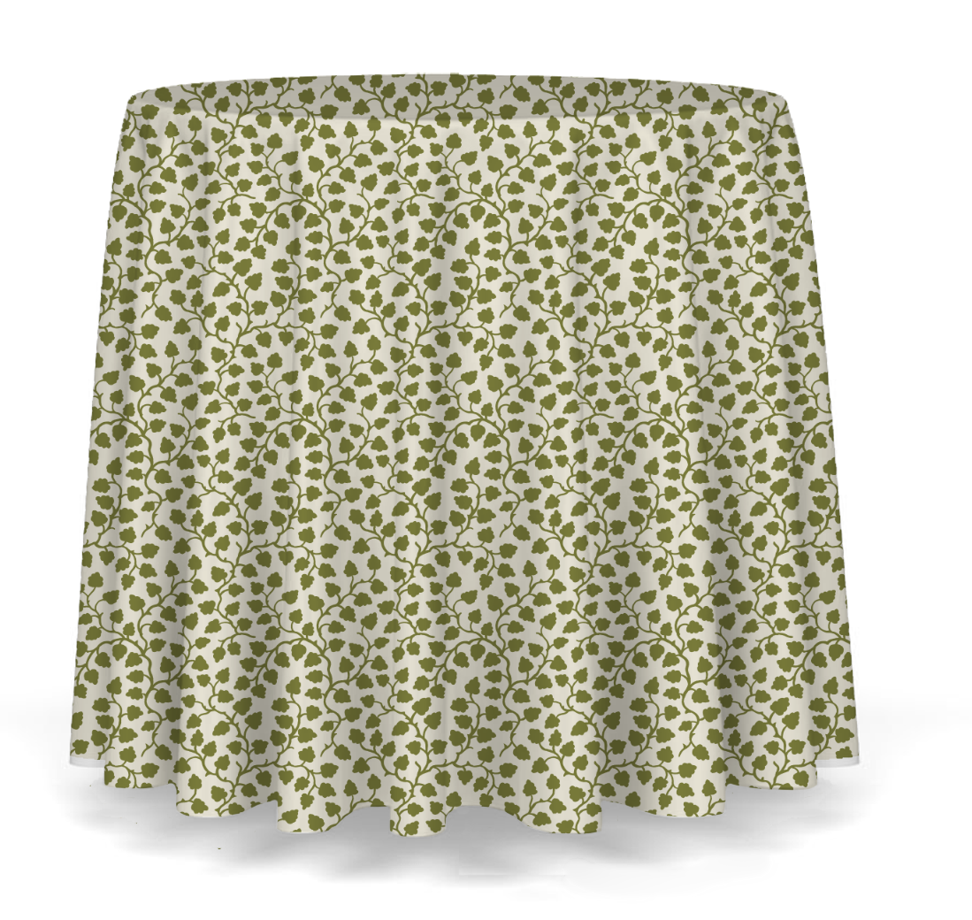 90" round table skirt - Audrey in Olive