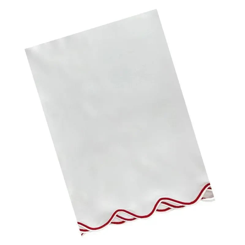 The Classic Tablecloth - White with Red Embroidery - The Mayfair Hall