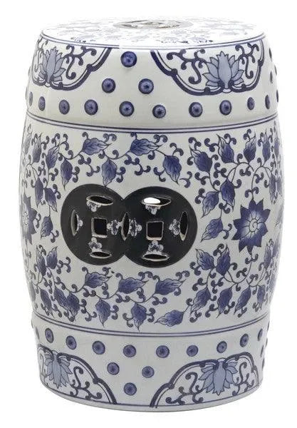 Tao Glazed Ceramic Garden Stool in Blue And White - The Mayfair Hall