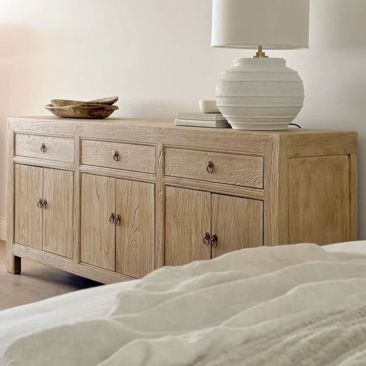 Three Drawer Elm Sideboard - The Mayfair Hall