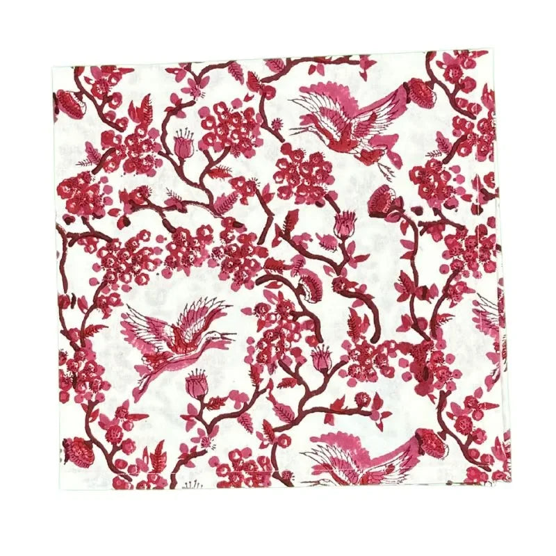 Burgundy Toile de Jouy Birds - Napkins (Set of 4) - The Mayfair Hall