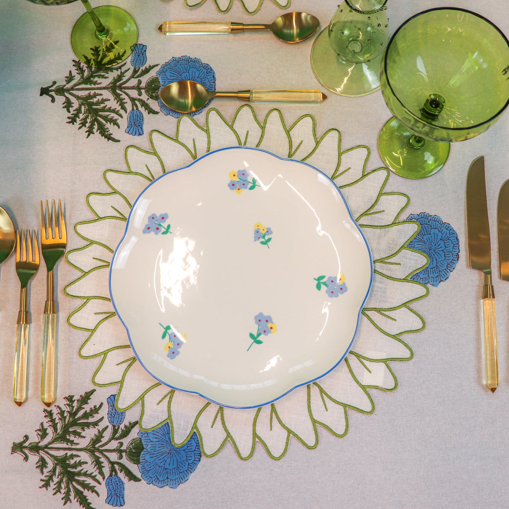 100% Organic Cotton - Toile de Blu Hortensia Tablecloth