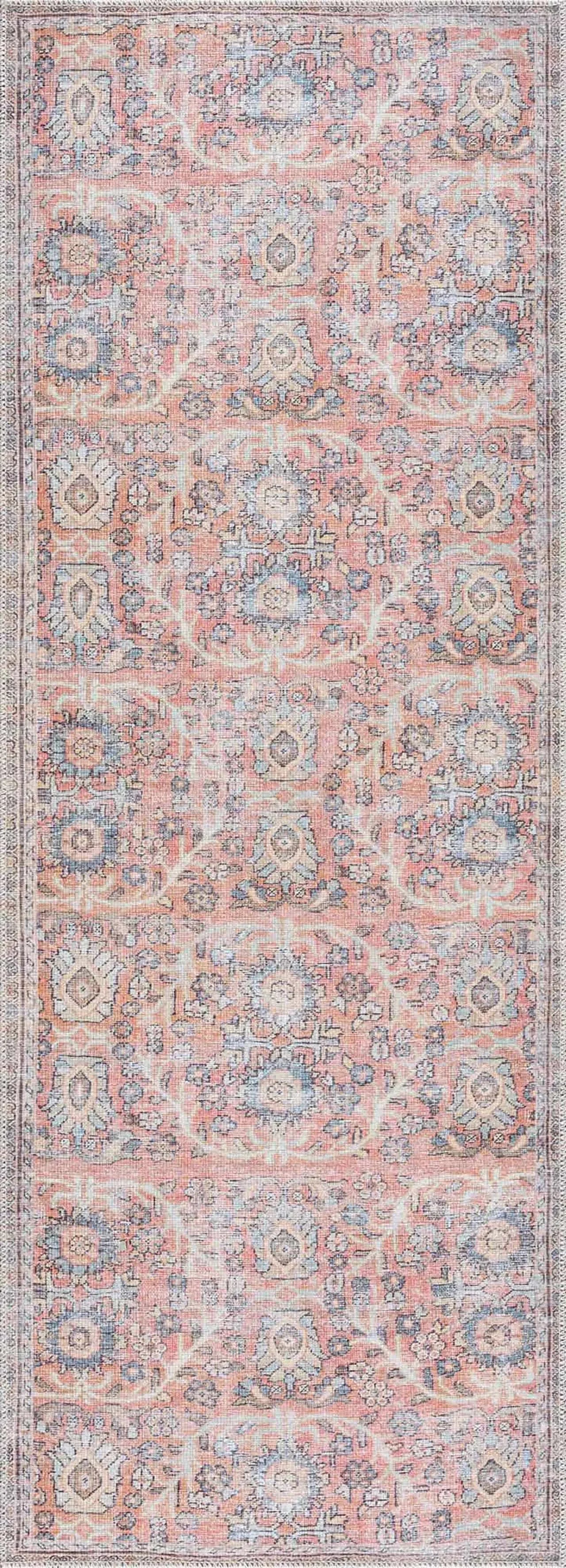 Peach & Blue Washable Area Rug - Clearance - The Mayfair Hall