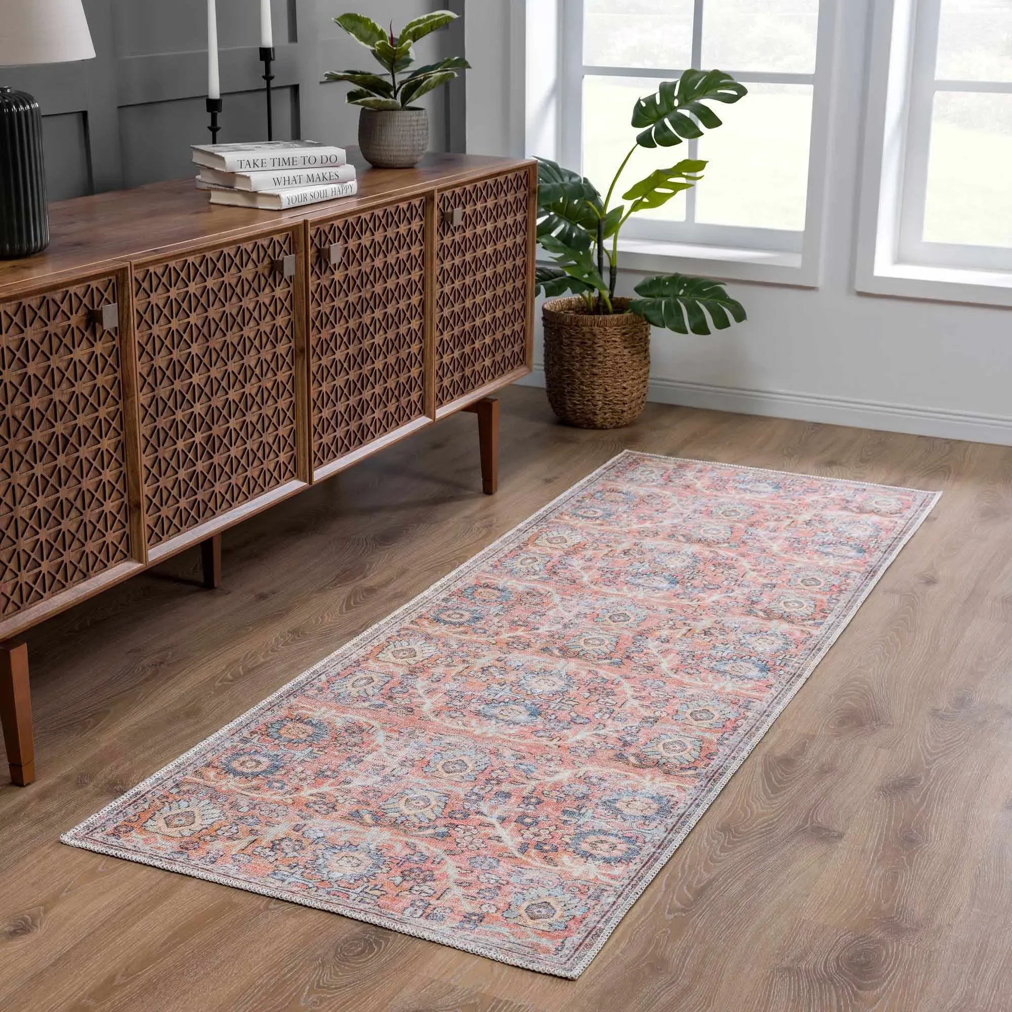 Peach & Blue Washable Area Rug - Clearance - The Mayfair Hall