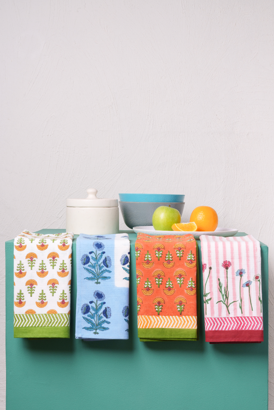 Blue Fleurs Blockprint Dish Towel