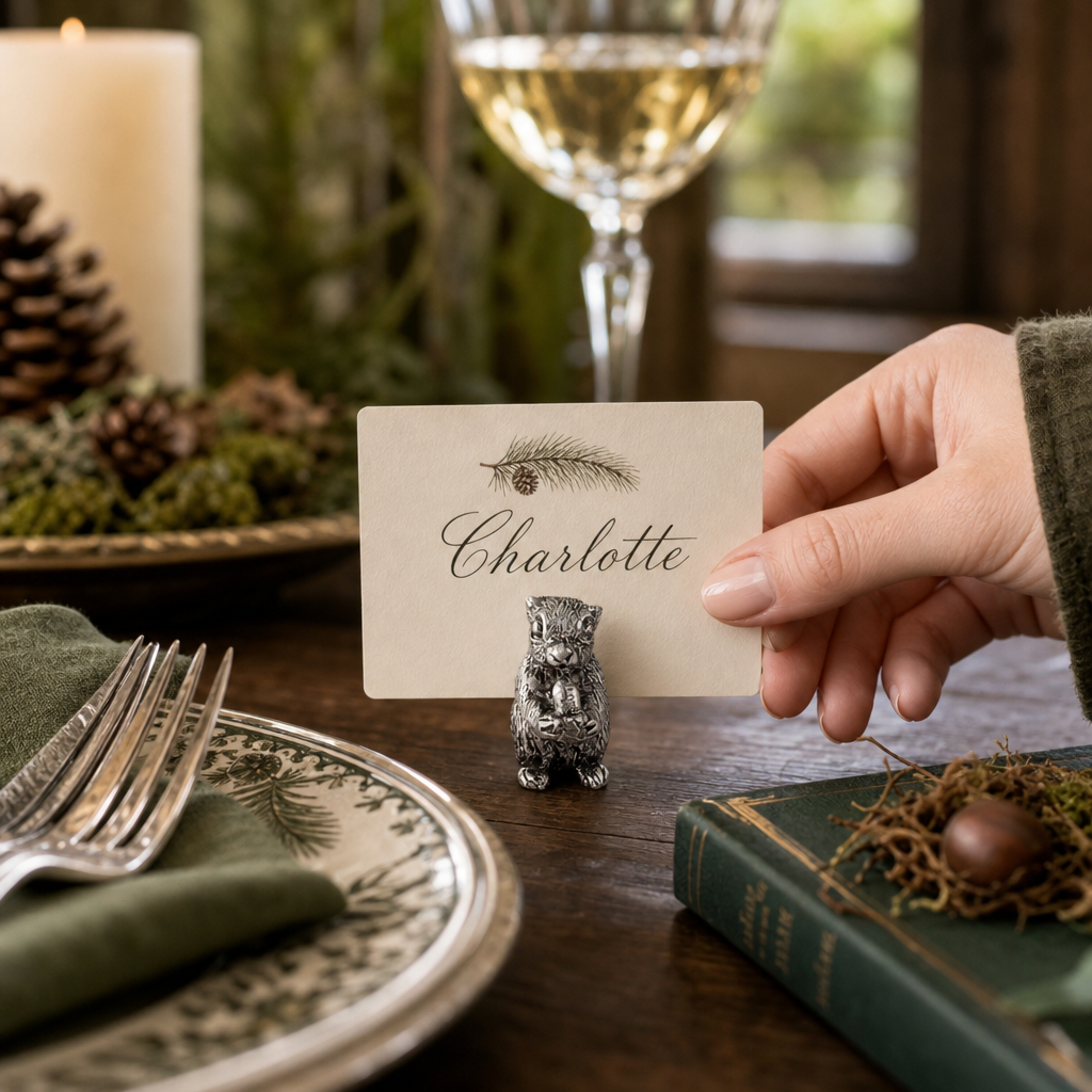 Pewter Squirrel Place Card Holder