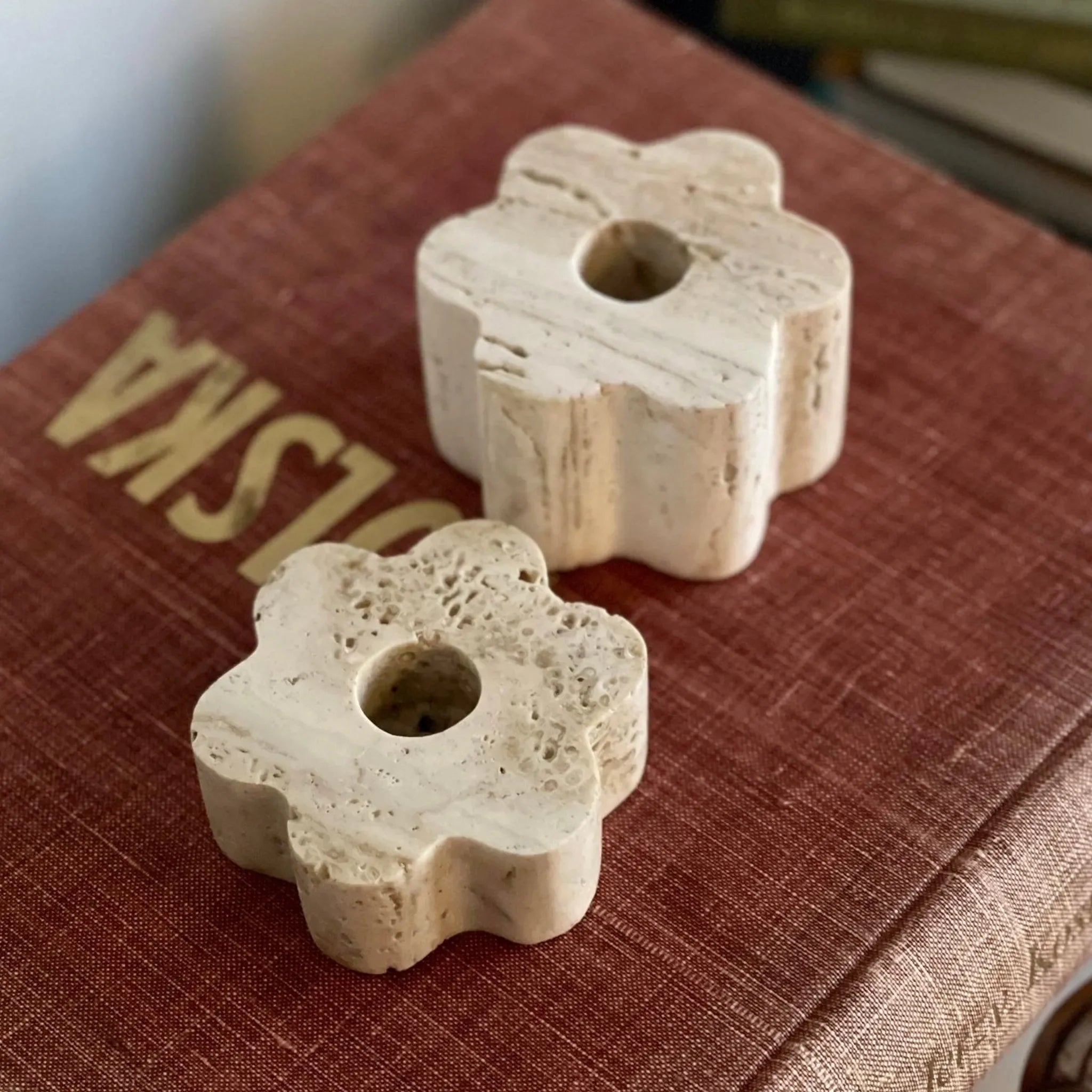 Bud Candle Holder Set in Travertine - The Mayfair Hall