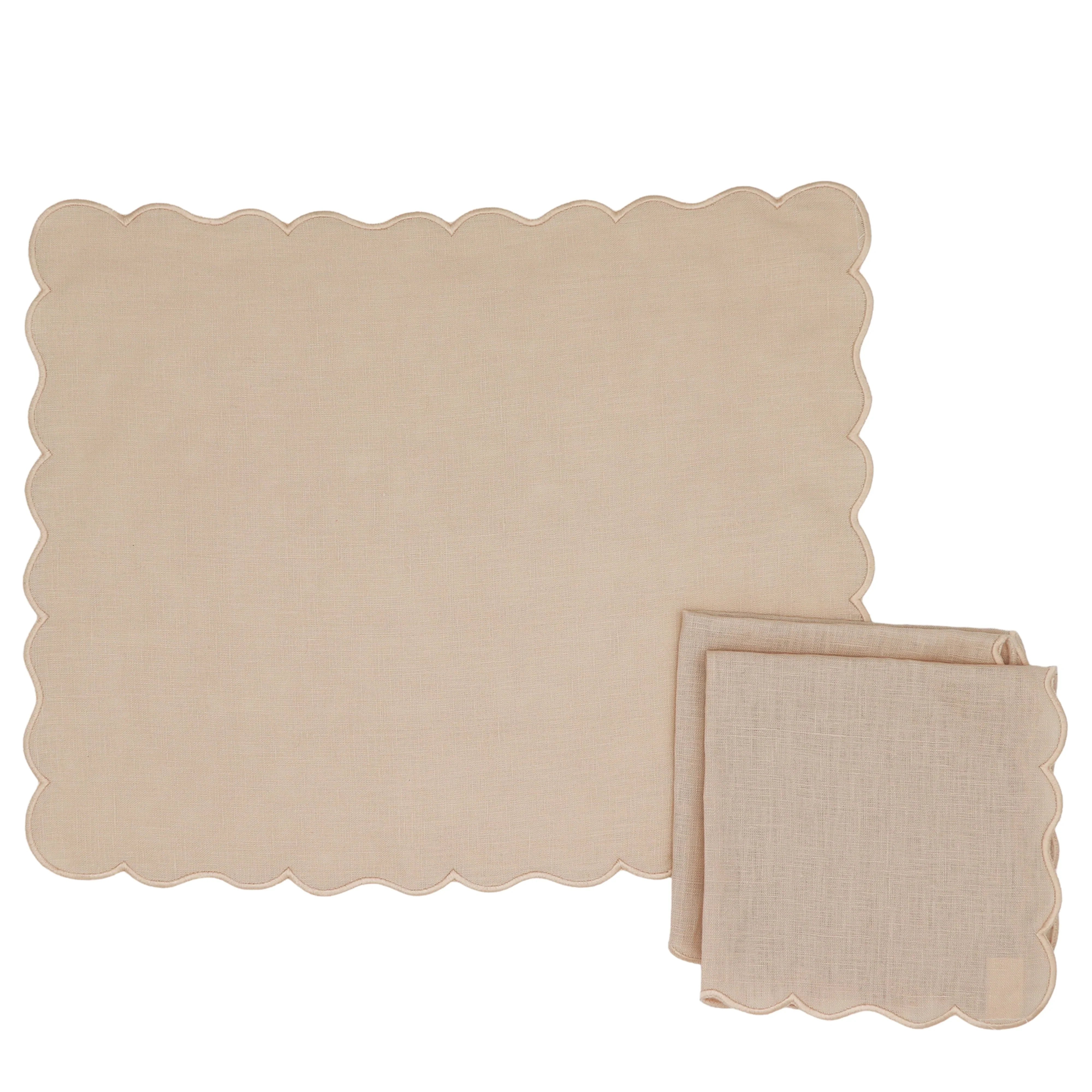 Vanilla Swirl Linen Napkin in Cream (Set of 4)