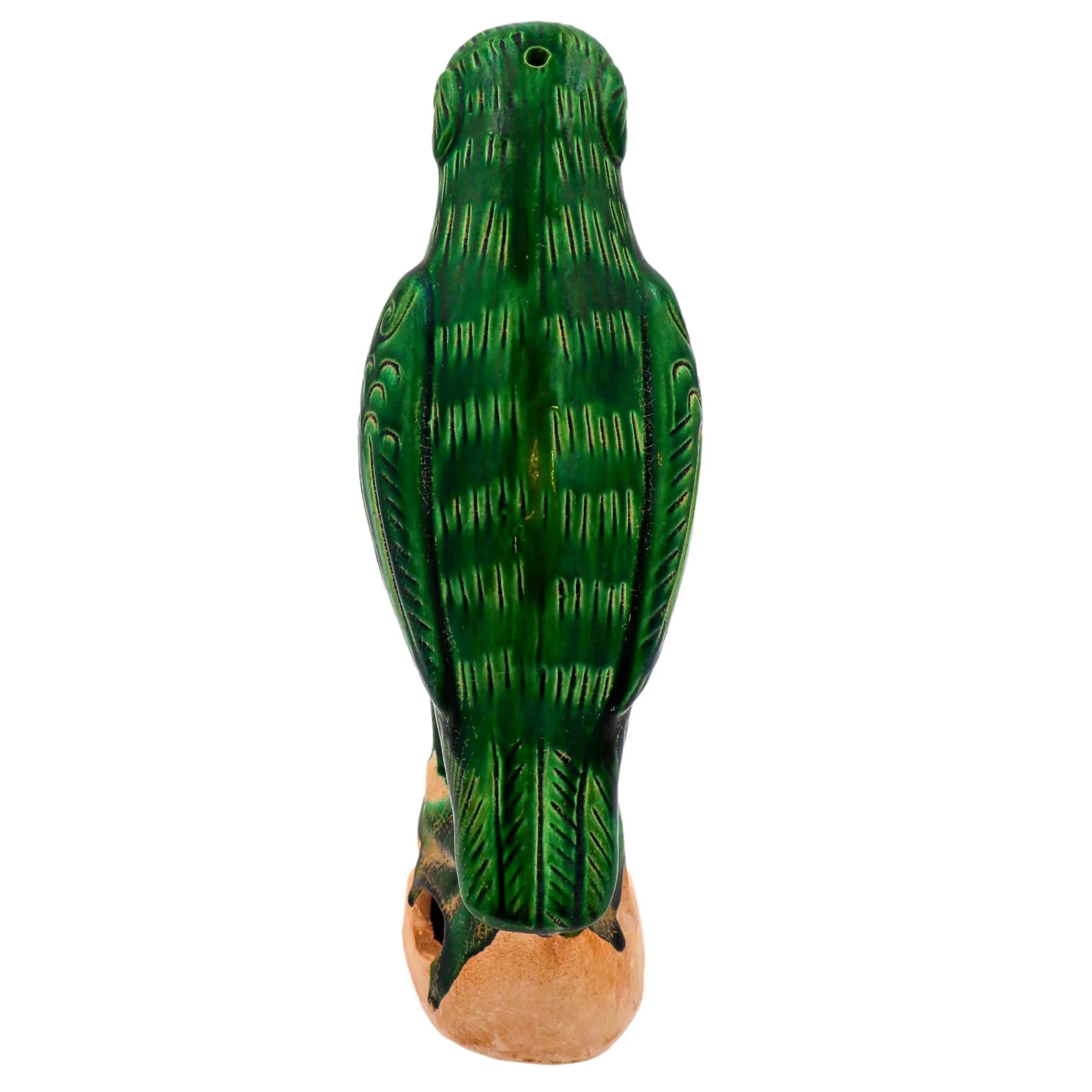 Verde Voyager Hand-Painted Ceramic Parrot in Green