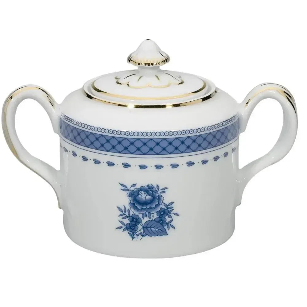 Cozinha Velha Porcelain Sugar Bowl in White and Blue - The Mayfair Hall