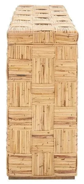 Adkin Rattan Console Table in Honey Natural - The Mayfair Hall