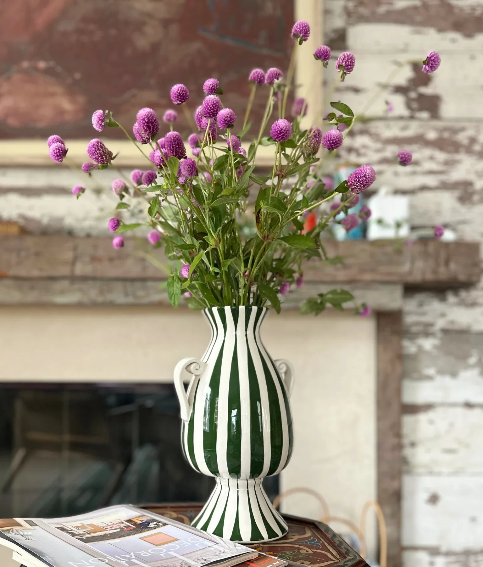Colibri Olive Green Striped Vase