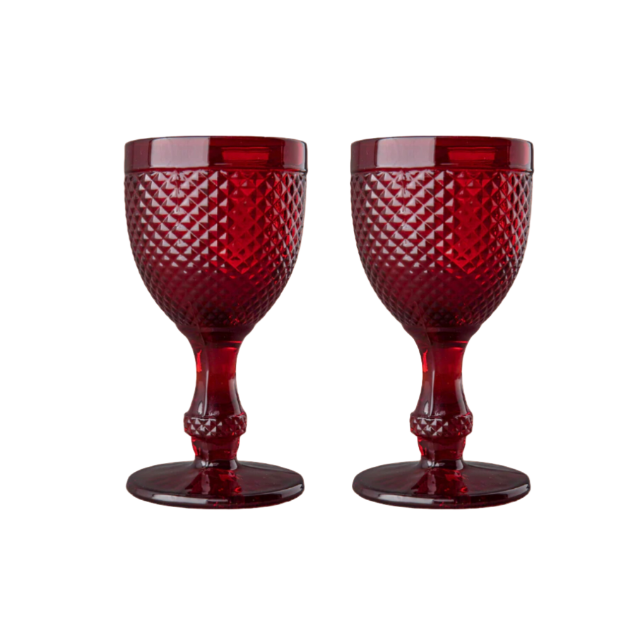 Red Stemmed Water Glass